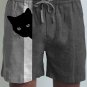 Men's Fun Hide And Seek Black Cat Print Casual Shorts