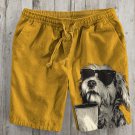 Men's Fun Sunglasses Dog Drinking Print Casual Shorts