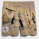 Men's Mysterious Ritual Primitive Tribal Cat Art Print Shorts