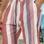 Men's Slant Pocket Striped Print Drawstring Beach Shorts