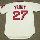 Mike Trout 1980’s retro Anaheim California  Angels Official Baseball Majestic Jersey
