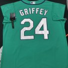 Ken Griffey Jr. #24 Mariners Aqua Cool Base Sewn Stitched Jersey.
