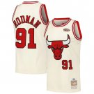Dennis Rodman Chicago Bulls Official Basketball Jersey Mitchell & Ness cream color