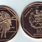 Rare 1995 Guatemala Goldplated 50 Q Parrot pattern,mntg150