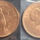 1965 New Zealand Large Penny Elizabeth II Tui Bird- UNC