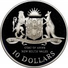 1987 Australia Large Silver Proof $10 New South Wales rest Lion/Kangaroo