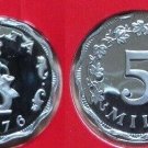1976 Malta Proof Scalloped 5 Mils, Earthen lampstand