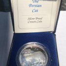 1989 Isle of Man Large Proof 1 OZ silver 1 crown-Persian Cat box/cert-toned