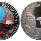 1994 Palau Large Color Proof $1 Tropical Fish/Bare Breasted Mermaid/Sailing Ship