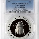 Rare 2017 Cook Is Egypt Secret Scarab 1 OZ .999 Silver $5-PCGS PR69-mintage 499