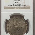 Rare 1925 D Germany Silver 5 marks-1000 years Rhineland/Medieval Knight NGC MS62