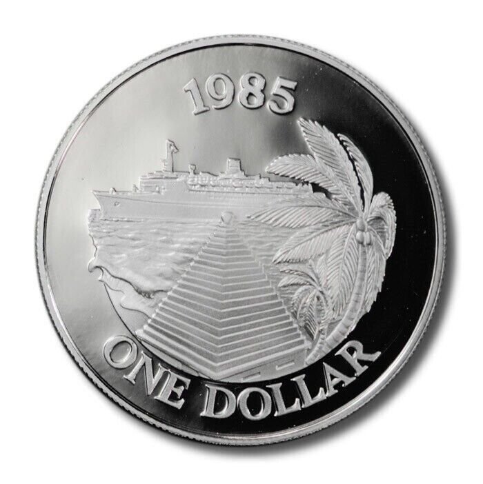 Scarce 1985 Bermuda Large Proof Silver$1 Cruise Ship/Pyramid/Palm Tree-mint.4000