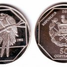 Rare 1995 Guatemala Silver 50 Q Parrot pattern,mntg 150