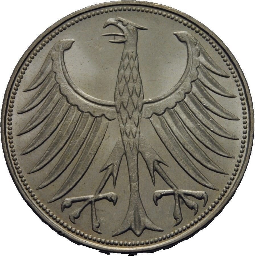 1965 G Germany Silver  5 Marks - Super Nice