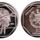 Rare 1995 Guatemala Cu-Ni 50 Q Parrot pattern,mntg150
