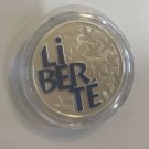 2001 France Large Silver Color Proof  1 Euro 6.559 fr Doves-Liberte