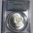 1890 S USA Morgan $ - PCGS MS 63- Brilliant white #2