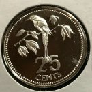 1980 Belize Sterling Silver Proof 25c-BLUE-CROWNED MOTMOT BIRD