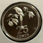 1980 Belize Sterling Silver Proof 25c-BLUE-CROWNED MOTMOT BIRD