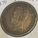 1871 SD-M Spain Large silver 5 pesetas-King Amadeo