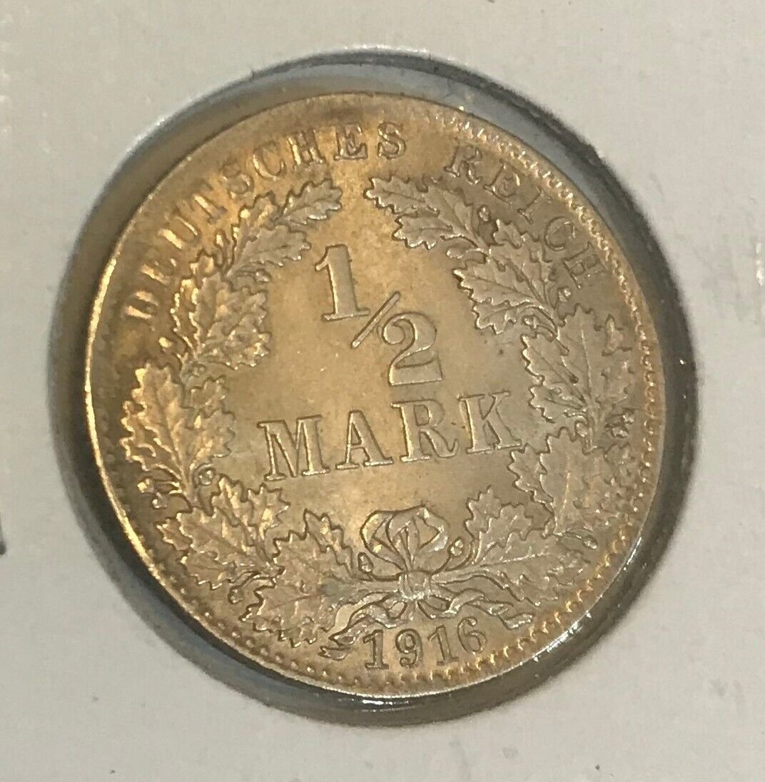 1916 D Germany Silver 1/2 mark