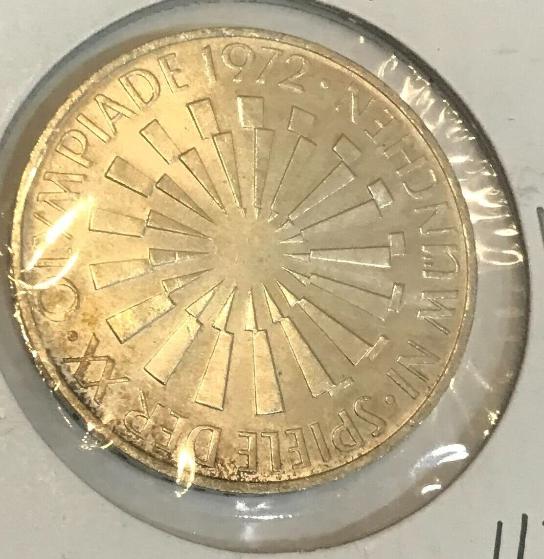 1972 D Germany Large Silver 10 Marks Munchen Olympics Rays #2
