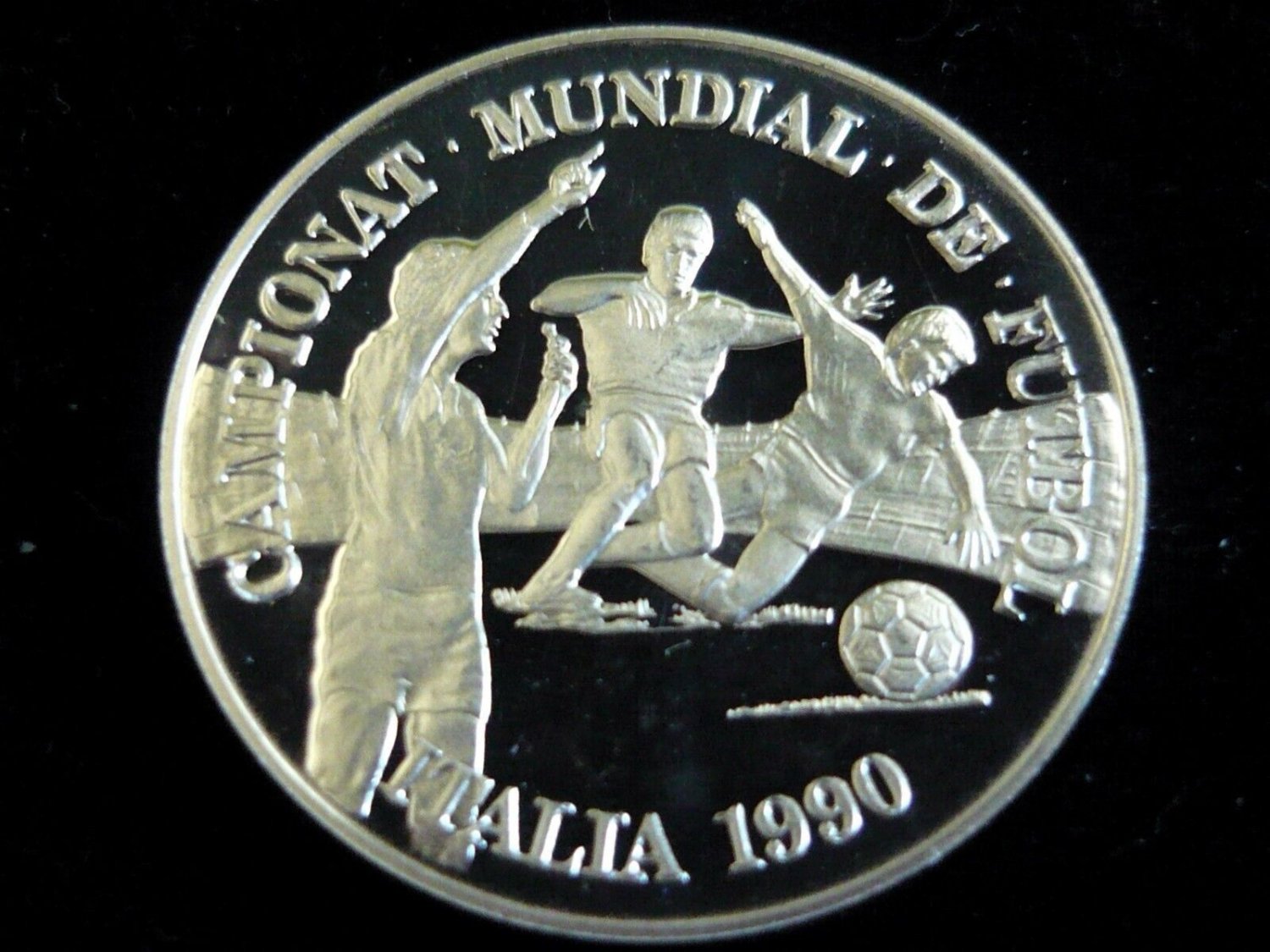 1989 Andorra Proof Silver 10 Diners World Cup soccer(Football) Italy- Toning