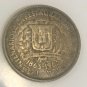 1963 Dominican Rep Silver 25 Centavos Native Indian
