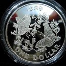 Scarce 1989 Bermuda Large Proof Silver $1 Butterflies-mint.5000