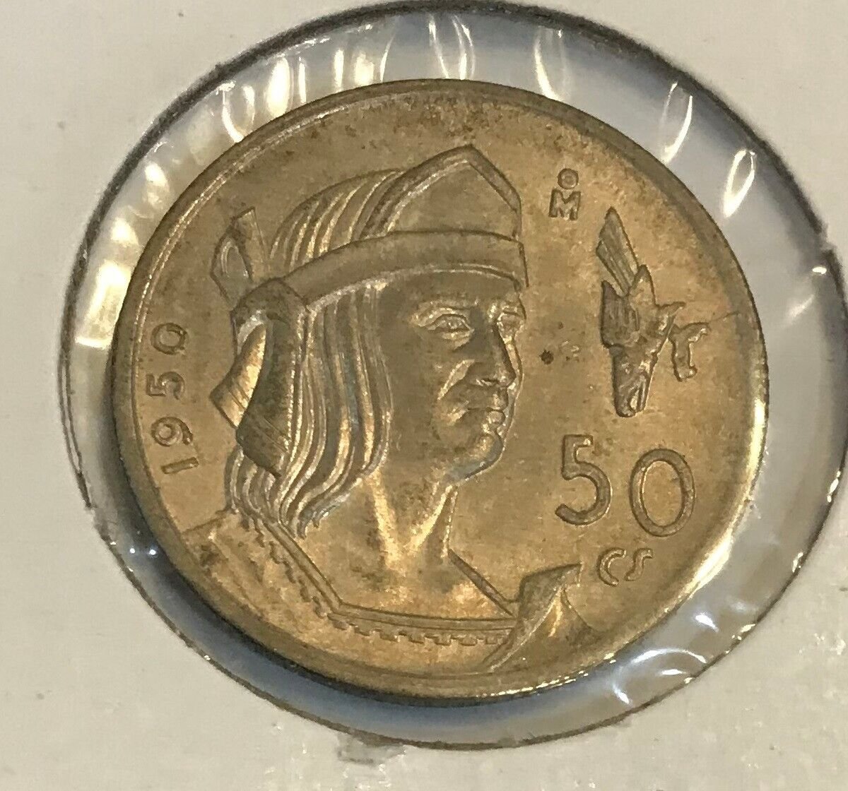 1950 Mexico Silver 50 C Eagle/Snake
