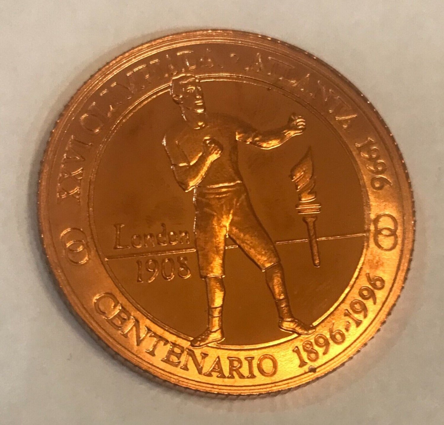Rare 1996 Peru Lrg.Copper pattern 20 S Olympic Boxer T1