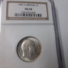 1907 Great Britain Silver Shilling-NGC AU 58