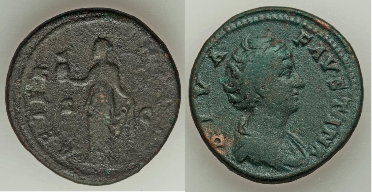 Rare Ancient Rome Diva Faustina I(died AD141).Orichalcum sestertius 22.96 gm