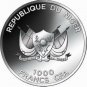 2012 Niger 1000 Francs Color Silver Proof Striped Jackal -mintage 1000-Box