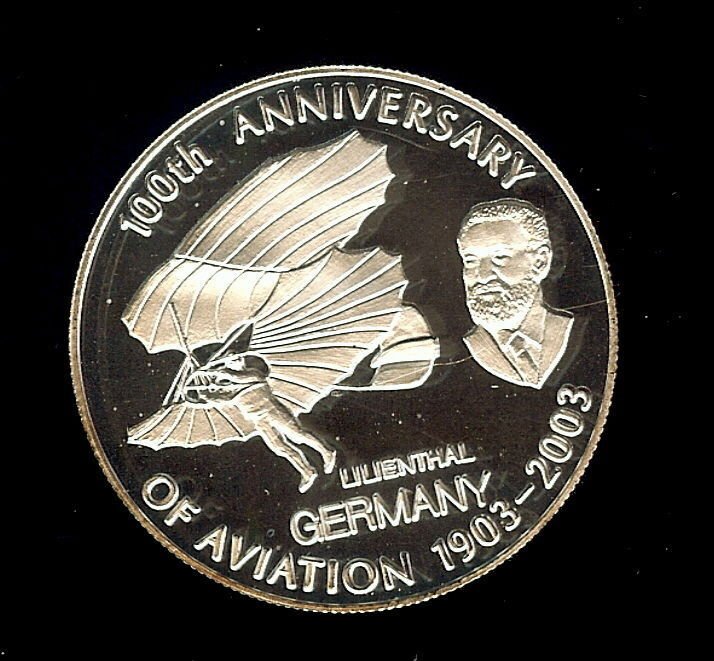 2008 Congo Large Proof 10 F Aviation Lilienthal