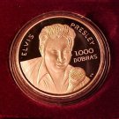 1993 St.Thomas Large Silver Proof 1000 Dobras- Elvis Presley-Nice Box