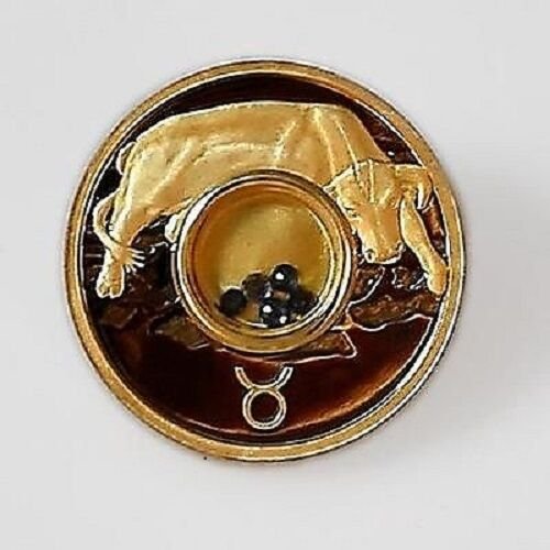 2003 Cook Is. Gold plated Silver w/Gemstones $1 Zodiac- Taurus/Sapphires