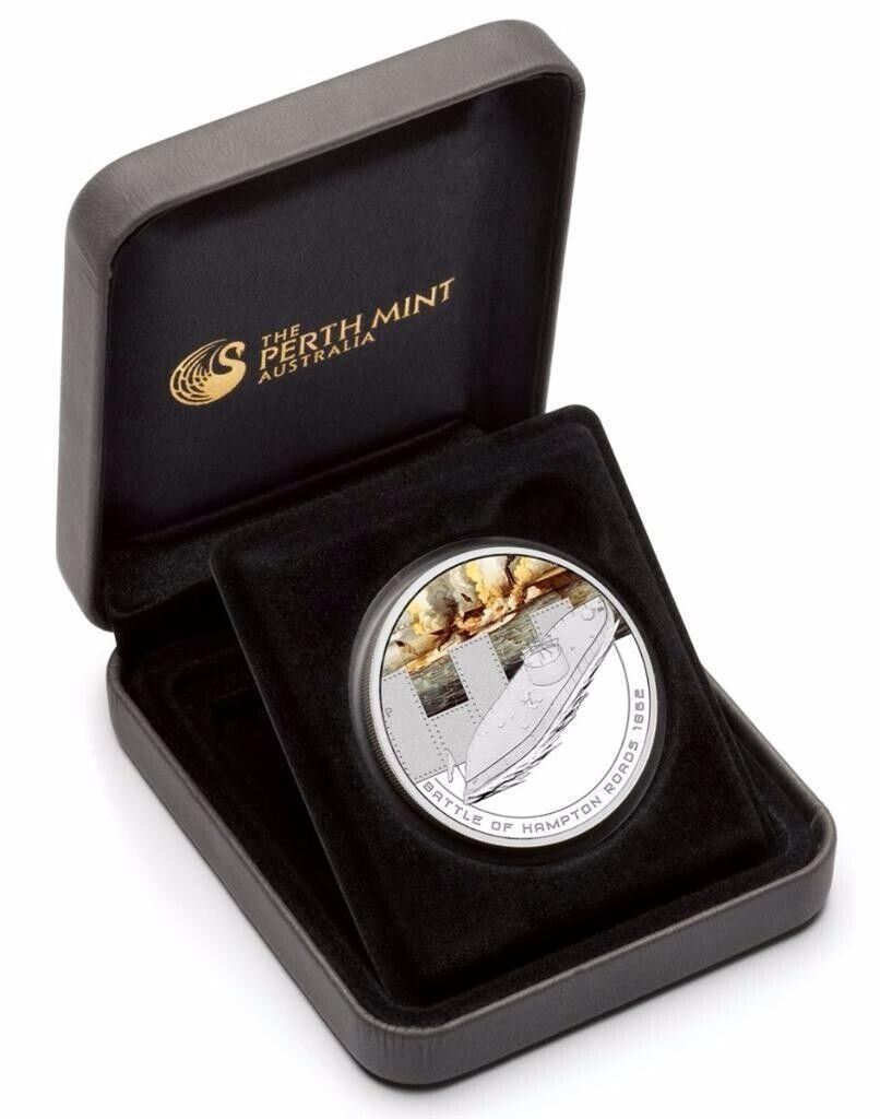 2010 Cook Is 1 OZ Proof Silver $1 Naval Battles Civil War Hampton Roads Nice Box