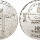 2008 Mongolia Large Proof 100 T World Wonders-Christ Redeemer-Rio de Janeiro