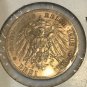 1912 Wurttemberg Germany Large Silver  3 Mark-nice