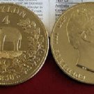 1830 Ceylon Large Golden alloy Fantasy 4 Rixdollar Pattern Elephant/William