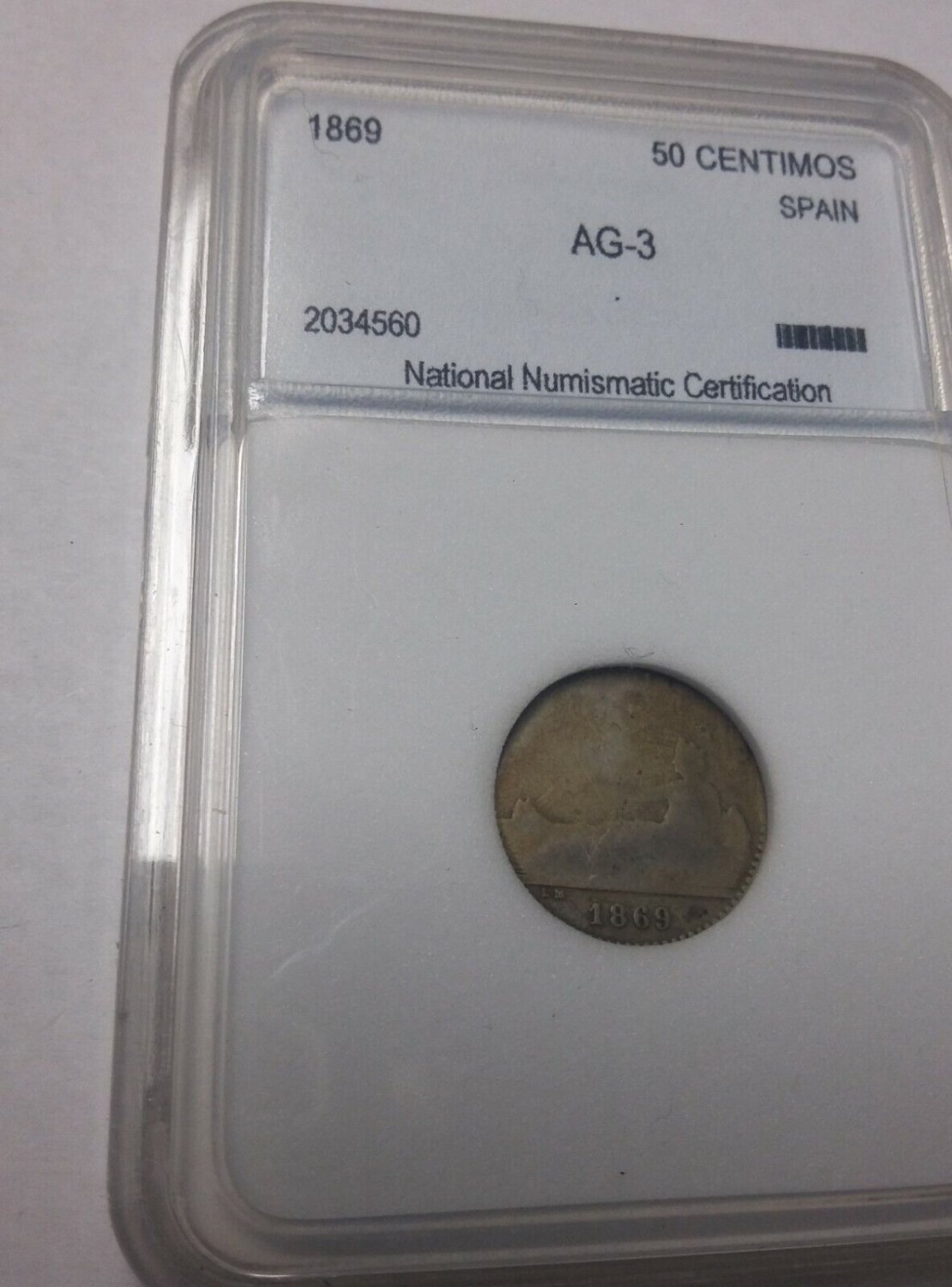 Rare 1869 Spain silver 50 Centimos