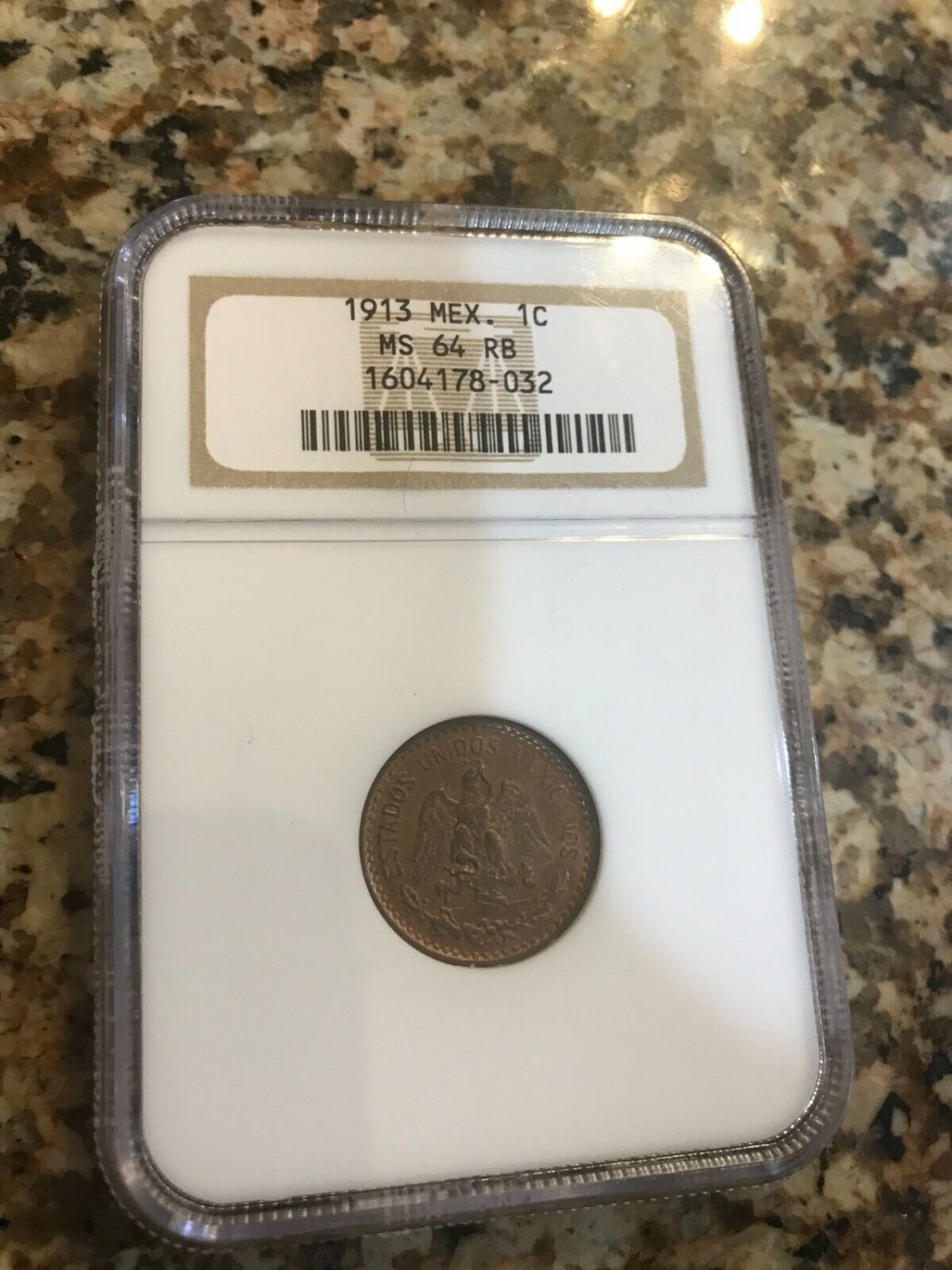 1913 Mexico 1 centavo-Eagle/Snake- NGC MS64