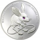 2006 Mongolia Large Silver Proof 500 T Long Eared Jerboa w/Swarovski crystal