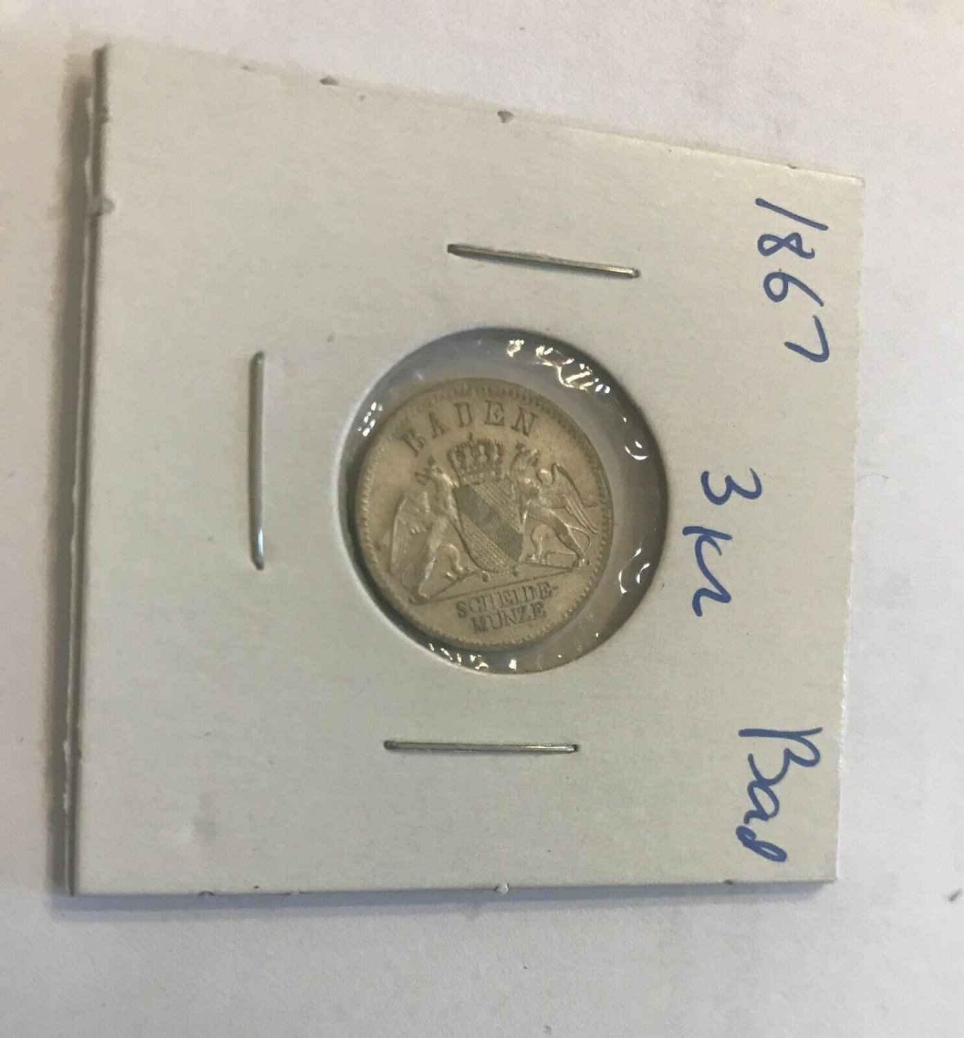 1867 Baden silver 3 Kreuzer- Nice