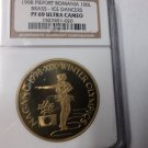 Rare 1998 Romania Brass 100 Lei Piefort Olympic Figure Skating NGC PF 69