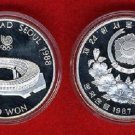 1987 S KOREA Large 1/2 OZ Silver Proof  5000 Won- Olympic Stadium