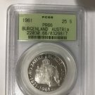 Rare 1961 Austria Proof Silver 25 sh Burgenland PCGS PF-66