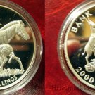 1999 Uganda Large Silver Proof 2000 shillings- Zebra