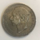 1885 Spain Large silver 5 pesetas-King Alfonso #5